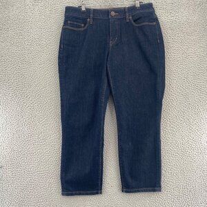 LOFT Jeans Womens 6 Blue Curvy Cropped Dark Wash Denim Stretch Skinny Casual NWT